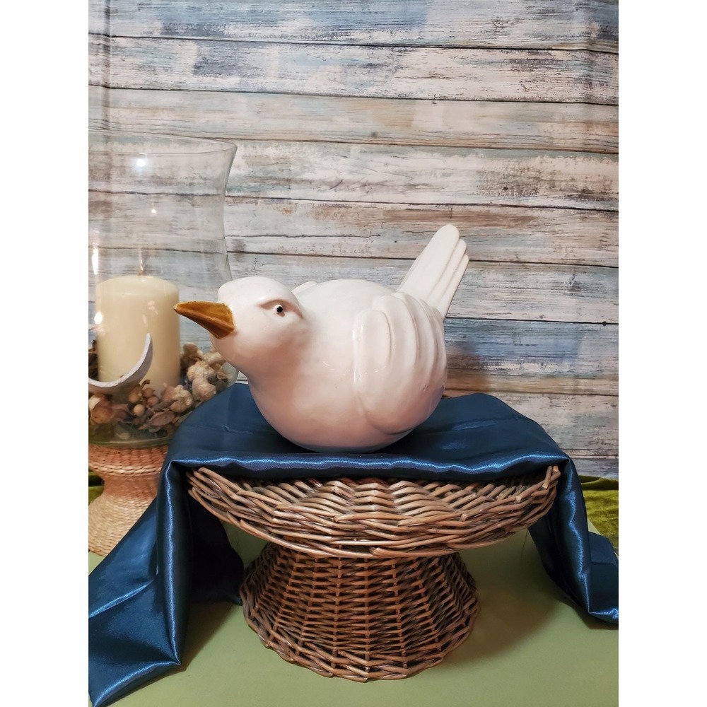 White Ceramic Bird Figurine Home Decor Accent Piece Beach Decor
